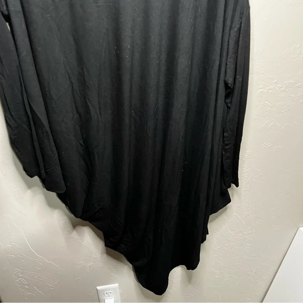 Aakasha Black‎ Asymmetrical Long Sleeve Lagenlook Viscose Blend Tunic Dress - Picture 6 of 12
